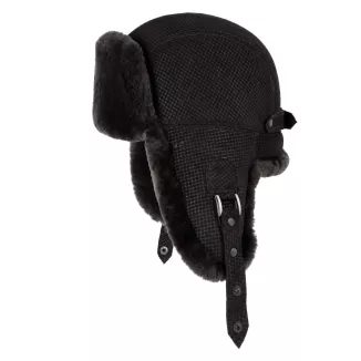 Czapka Zimowa Skórzana Pilotka Uszatka Unisex Ocieplana Futrem W533G - 7