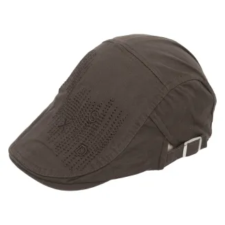 PolarFashion-Brązowy kaszkiet męski bawełniany letnia czapka z regulacją-K186D - 2