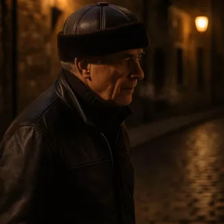 Toczek skórzany W518C brązowy z futerkiem Polar Fashion unisex - 6