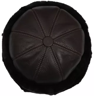 Toczek skórzany W518C brązowy z futerkiem Polar Fashion unisex - 3