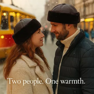 Toczek skórzany W518C brązowy z futerkiem Polar Fashion unisex - 9