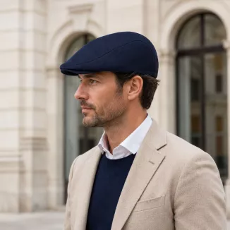 Kaszkiet Męski Bawełniany Granatowy Letni Czapka Flat Cap Ciemny Navy K311G - 3