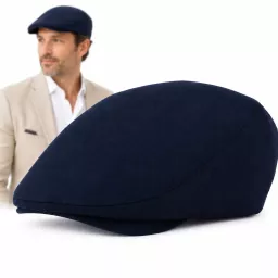 Kaszkiet Męski Bawełniany Granatowy Letni Czapka Flat Cap Ciemny Navy K311G