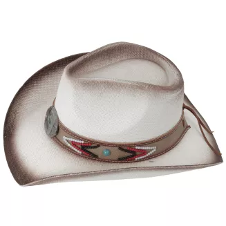 Kapelusz Kowbojski Unisex Boho Western Ecru + Pilotki Festival Lato R253A - 4