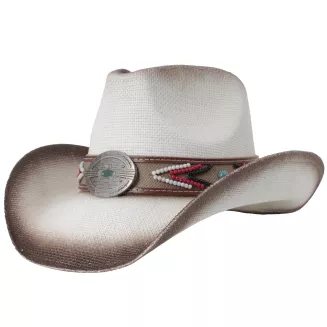 Kapelusz Kowbojski Unisex Boho Western Ecru + Pilotki Festival Lato R253A - 10