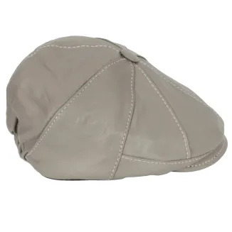 Skórzany kaszkiet Polar Fashion K233G – beżowo-popielaty, unisex ocieplany - 2