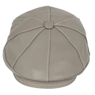 Skórzany kaszkiet Polar Fashion K233G – beżowo-popielaty, unisex ocieplany - 3