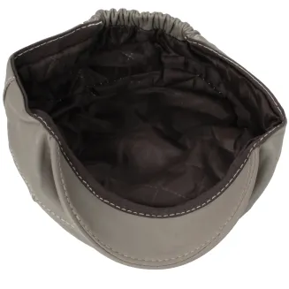 Skórzany kaszkiet Polar Fashion K233G – beżowo-popielaty, unisex ocieplany - 5