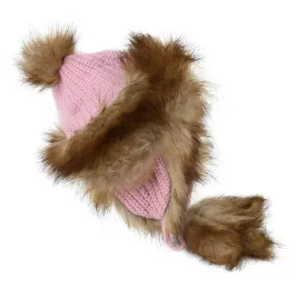 Dziewczęca czapka zimowa W210B jasnoróżowa ciepła uszatka mongołka bajka Polar Fashion - 2