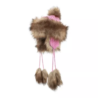 Dziewczęca czapka zimowa W210B jasnoróżowa ciepła uszatka mongołka bajka Polar Fashion - 3