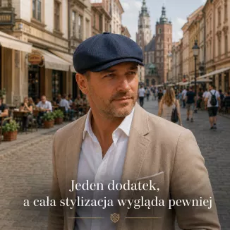 Shelby Granatowy Kaszkiet Męski Gazeciarz Peaky Blinders Bawełna 100% K317E - 2