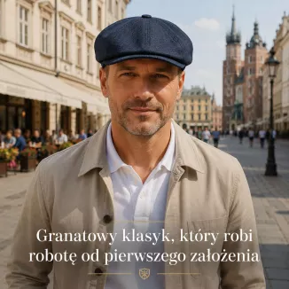 Shelby Granatowy Kaszkiet Męski Gazeciarz Peaky Blinders Bawełna 100% K317E - 4