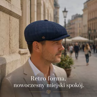 Shelby Granatowy Kaszkiet Męski Gazeciarz Peaky Blinders Bawełna 100% K317E - 6
