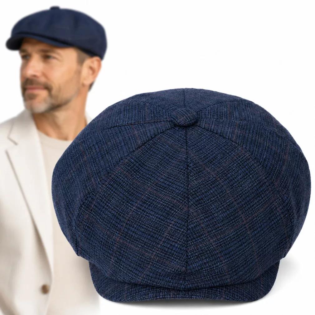 Shelby Granatowy Kaszkiet Męski Gazeciarz Peaky Blinders Bawełna 100% K317E