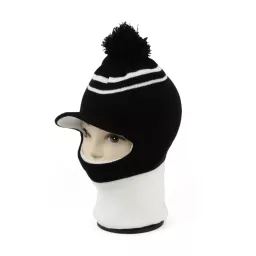 W217D Black-White Hat Balaclava Winter Knitted Warm Children'S