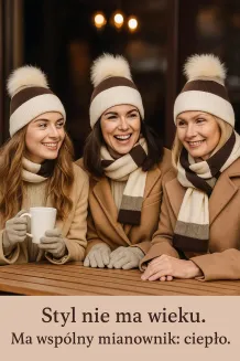 Damski Komplet Zimowy W453E Polar Fashion – Beżowo-Brązowy 3-częściowy - 6