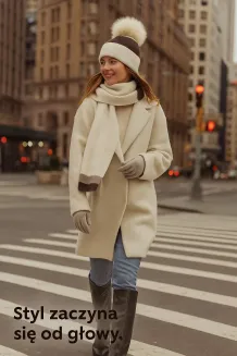 Damski Komplet Zimowy W453E Polar Fashion – Beżowo-Brązowy 3-częściowy - 7