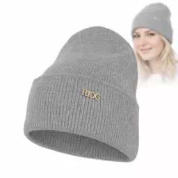 Szara czapka damska miękka, ciepła, zimowa, elegancka W527E Polar Fashion