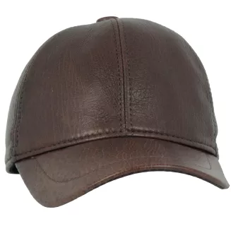 Brązowa skórzana czapka bejsbolówka premium z osłoną uszu K248E Polar Fashion - 6