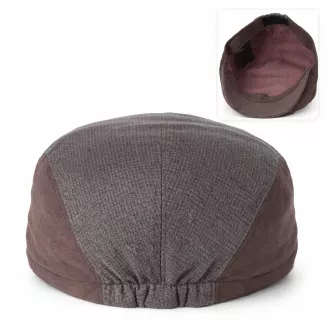 Kaszkiet Męski Brązowy Lniany Flat Cap Letni Lekki Przewiewny 57-60cm K309i - 5