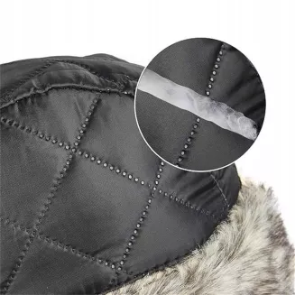 Czapka zimowa uszatka W155I czarna ciepła impregnowana Polar Fashion - 3