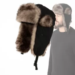 Czapka zimowa uszatka W155I czarna ciepła impregnowana Polar Fashion