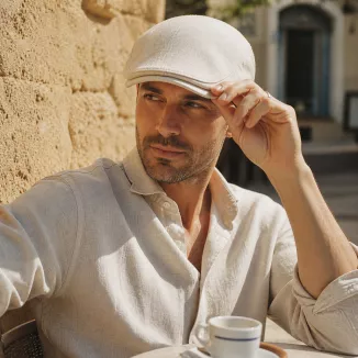 Kaszkiet letni K212D lniany beżowy ivy cap lekki i wygodny na lato stylowy - 4