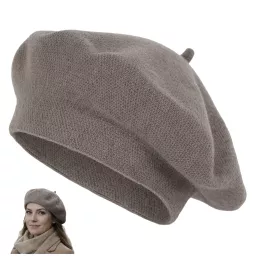 Damski beret francuski z antenką beżowo-brązowy W479X Polar Fashion