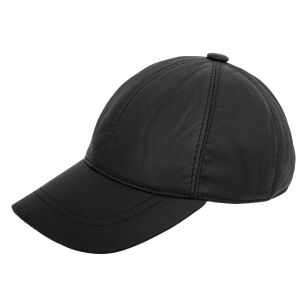 K207B Czarna Skórzana czapka z daszkiem bejsbolówka