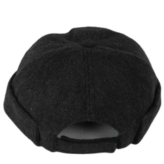 Dokerka męska czapka bez daszka Leonka Fisherman czarna z wełną retro K325F - 7