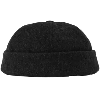 Dokerka męska czapka bez daszka Leonka Fisherman czarna z wełną retro K325F - 3