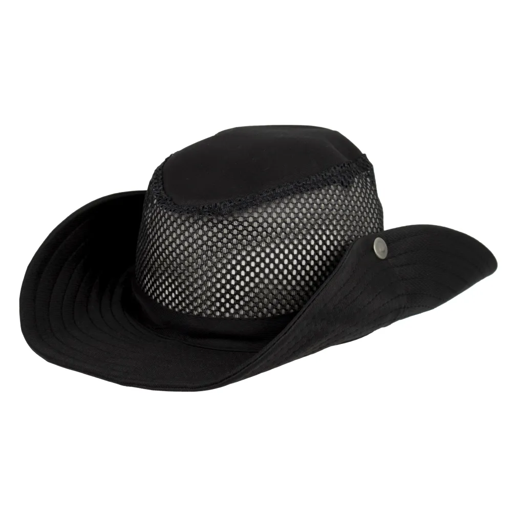 Czarny Letni must-have: kapelusz męski z siateczką Polar Fashion R233F