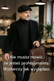 Elegancki Kaszkiet Męski Ciemny Melanż Czarno-Grafitowy K272G Polar Fashion - 8
