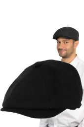 Elegancki Kaszkiet Męski Ciemny Melanż Czarno-Grafitowy K272G Polar Fashion