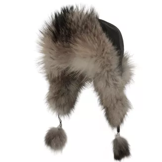 Luksusowa damska pilotka skórzana z futrem czarna Polar Fashion W526E - 2