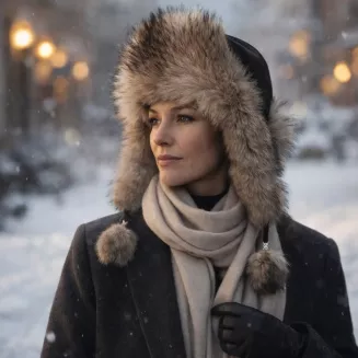 Luksusowa damska pilotka skórzana z futrem czarna Polar Fashion W526E - 6