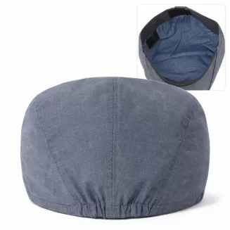 Kaszkiet Męski Błękitny Lniany Flat Cap Letni Lekki Przewiewny Czapka K309E - 5