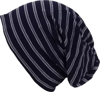 Czapka smerfetka W77C granatowa w paski  lekka wygodna idealna na co dzień - 2