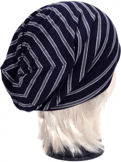 Czapka smerfetka W77C granatowa w paski  lekka wygodna idealna na co dzień - 6