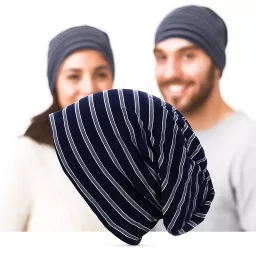 Czapka smerfetka W77C granatowa w paski  lekka wygodna idealna na co dzień