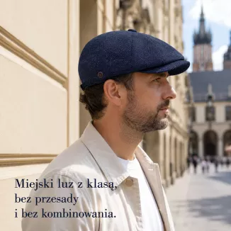 Kaszkiet Męski Granatowy Retro Gazeciarz Peaky Blinders 100% Bawełna K317D - 6