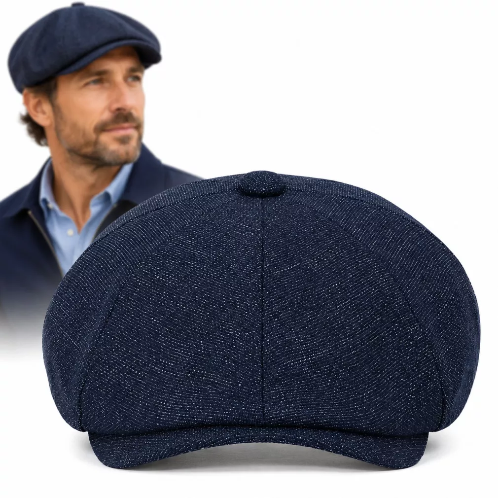 Kaszkiet Męski Granatowy Retro Gazeciarz Peaky Blinders 100% Bawełna K317D
