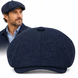 Kaszkiet Męski Granatowy Retro Gazeciarz Peaky Blinders 100% Bawełna K317D