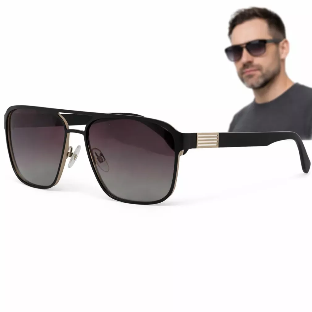 Okulary przeciwsłoneczne męskie Solano SS 10543A czarno złote TAC