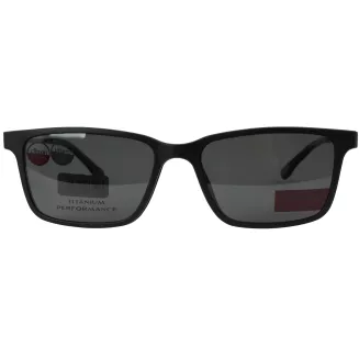 Męskie okulary czarne matowe clip-on polaryzacja ULTEM Solano CL90272A - 4