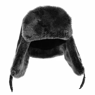 Czapka Zimowa Skórzana Pilotka Uszatka Unisex Czarna Ocieplana W533I - 8
