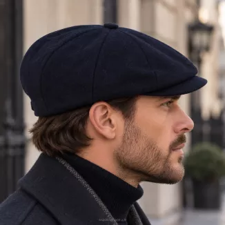 Kaszkiet Męski Ocieplany Gazeciarz Granatowy Retro Peaky Blinders K283D - 4