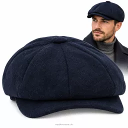 Kaszkiet Męski Ocieplany Gazeciarz Granatowy Retro Peaky Blinders K283D