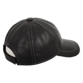 K207G Black Leather Baseball Cap - 2