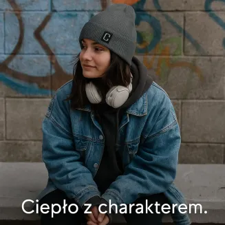 Unisex Czapka Zimowa Szara W459A Beanie z Haftem C Streetwear Polar Fashion - 4